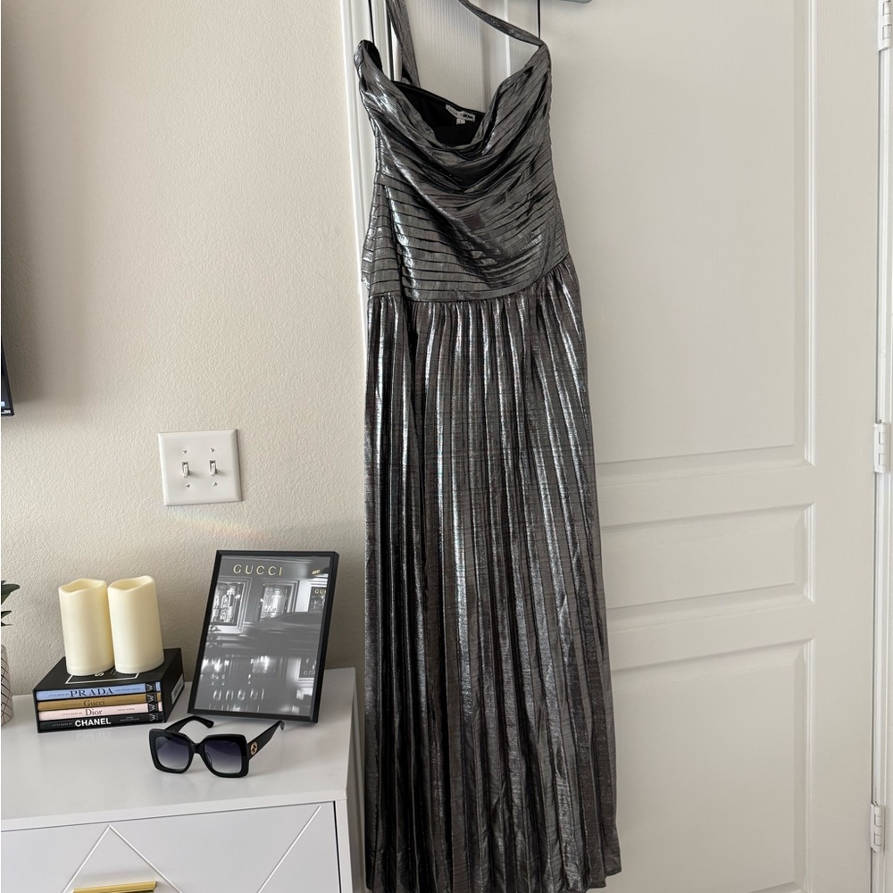 Fashion Nova Charlene Metallic Maxi Dress – Silver - Picture 2 of 5